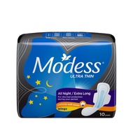 Modess Cottony Soft Sanitary Napkins  Ultra Thin All Night With Wings 10 Pads