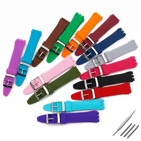17mm 19mm silicone watch band compatible for Swatch Suob704 Suow701 Gw164 Gb274 sports rubber watch 