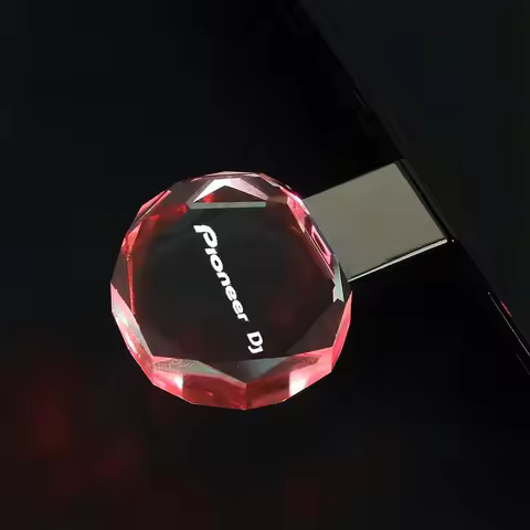 Rhombus Crystal Pioneer DJ Pen Drive 64GB LED Light USB Flash Drive 32GB Free Logo Memory Stick Pend