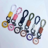Key chain Lucky Poker Chip Keychain Vintage Casino Token Woven Rope Bag Pendant Good Luck Charm Gift