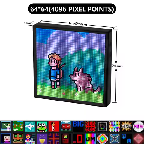 LED Pixel Display 64x64 RGB LED Matrix Panel Programmable Pixel Art Display with Bluetooth APP Contr