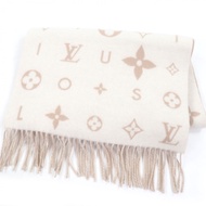 全新 □LOUIS VUITTONM97660 雷克雅維克雲朵圍巾，100% 羊絨，米色，義大利製造，正品，女士