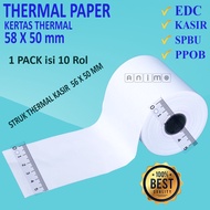 THERMAL PAPER 58 x 50 MM contents 10 Rolls - Thermal PAPER 58x50 - Thermal Cashier Receipt 58 X 50 M