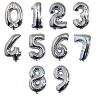 Number balloon  0-9 - Silver