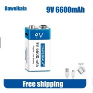 9V 6600mAh Lithium Ion Rechargeable Battery Type-C USB Battery 9V Lithium Battery Suitable for Wan