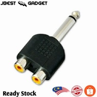 Mono TS Adapter Converter Aux Converter Karaoke Audio 6.35mm Male Plug to 2 RCA Female Jack Aux