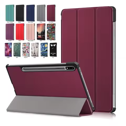 Leather Folding For Phablet Magnetic Case For Samsung Galaxy Tab S8 Tab S8 Plus Tab S7 Tab S7 Plus T