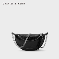 CHARLES and KEITH CK2-80151004-2 กระเป๋าคาดเข็มขัดสะท้อนแสงเลเซอร์สะท้อนแสง