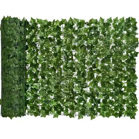 100/300cm Artificial Ivy Hedge Fence Panels Green Faux Ivy Leaf Privacy Fence Screen for Outdoor Hom