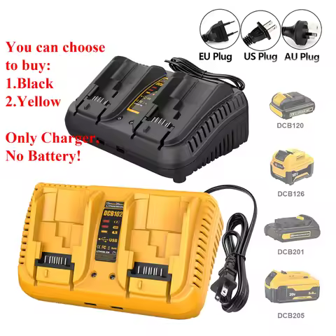 DCB102 3A Dual Fast Charger For Dewalt DCB203 DCB204 DCB200 DCB107 DCB115 EU/US/AU/UK Plug For 10.8V