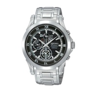 Karnvera Shop Seiko Premier Chronograph Black Dial Stainless Steel นาฬิกาข้อมือชาย SPC051P1