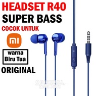 Headset Super Bass R40 Biru Tua Original For Poco M3 Poco M4 Poco M5 Poco M6 Poco M6 Pro Poco M7 Poc