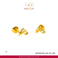 WELL CHIP Dolphin Studs Earrings - 916 Gold/Anting-anting Kancing Ikan Lumba-lumba - 916 Emas