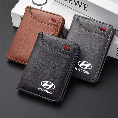Car Mini Wallet ID Card Credit Card Document Wallet Holder For Hyundai i10 i20 Tucson Accent Elantra