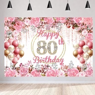 Happy 80th Birthday Party Banner Photography Backdrop 80 Years Old Banner Happy 80th Birthday Party 