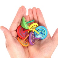 Set of 10 wooden spinning tops toys for children -IP888
