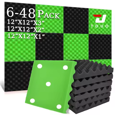 TOUO Acoustic Foam Panels for Streaming Room Workspace using Egg Crate 12"x12"x1/2/3" Sound Absorbin