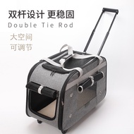 【Ready Stock】Pet Trolley Bag out Large Capacity Two Cats20kg Luggage Portable Dog Bag Breathable No.