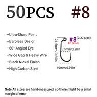 50PCS Barbless High Carbon Steel Jig Hooks Aberdeen 60° Fly Tying Hooks for Streamer Nymph Saltwater