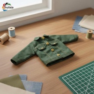 chulisia Fashion Doll Denim Jacket Detailed Button Up Coat for OB24 OB22 19 Joint Dolls Blythe Doll 
