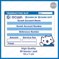 GCash Transaction Slip Cash In Cash Out Form - 50 sheet per pad