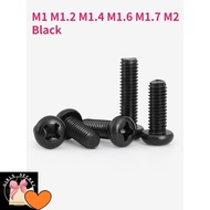 HRXitesKinds M1 M1.2 M1.4 M1.6 M1.7 M2 Black Round Head Screw Cross Pan Head PM Screw Phillips Screw