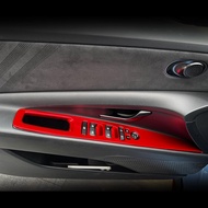 4Pcs Red Style Door Lock Glass Control Button Panel Cover Window Lift Switch Panel Trim Compatible w