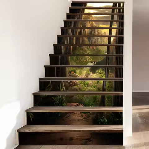 Home Decorations Scenery Stair Stickers Sunshine Canyon Streams Vinyl Wall Decals Removable for Aest