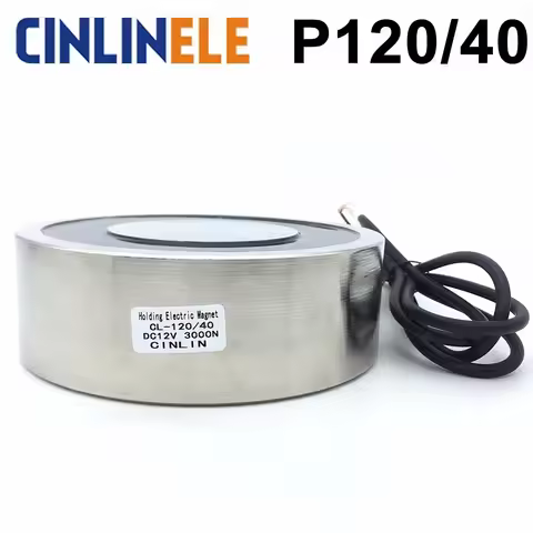 D120mm*H40mm 200KG/2000N Holding Electric Magnet Lifting Solenoid Sucker Electromagnet DC 6V 12V 24V