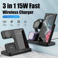 3 in 1 Wireless Charger Stand for Samsung Galaxy Watch Earbuds Qi-enabled Phones