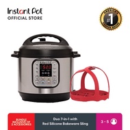 Instant Pot Duo with Red Silicone Bakeware Sling 7-IN-1 Multi-Use Programmable Pressure Cooker (6Qt)