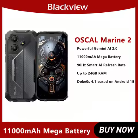 Blackview OSCAL Marine 2 Rugged Phone AI 11000mAh Battery 6.56 Inch HD+ Display Unisoc T6158GB RAM 2