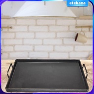 [Etekaxa] Iron Griddle Pan, Flat  Plate with Handle, Grilling Pan, Cast Iron Cooking Griddle for Gas