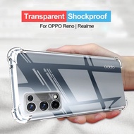 Clear Case Oppo Reno 6 5 4 3 Pro LIte 2 2F 4F 5F 4SE 2Z Z Four-corner Airbag Anti-drop Transparent TPU Soft Phone Cover