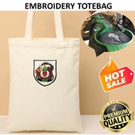EMBROIDERY SULAM SILAT GAYONG MALAYSIA SHEILD MARTIAL ART LOGO TOTE BAG CANVAS BEIGE