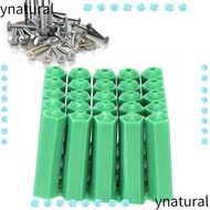 YNATURAL5Q 100pcs Expansion Tube Screws, Green Multi-Pack Drywall Plugs, Durable 1/4" x 1" Plastic W