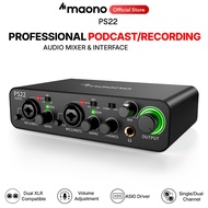 Maono PS22 Professional Audio Interface 24bit/192kHz Dual USB interface for PC&phone, Audio Mixer wi