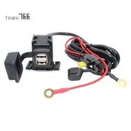 Motorcycle USB Charger Kit Dual Ports 4.2A Waterproof Socket Fuse O Ring Connector for Smartphone Ta