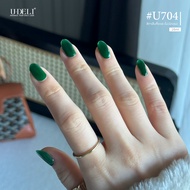 สีทาเล็บกึ่งเจล สีทาเล็บ U-DELI U-704 ยาทาเล็บ สีเขียว เรียบหรู ไม่ต้องอบ Pigmetแน่น สีสวย สีทาเล็บส