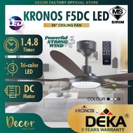 DEKA Fan DEKA KRONOS F5DC LED 56" Fan 5 Blade 7 Speed DC Motor Remote Control Ceiling Fan With Light Kipas Siling Lampu