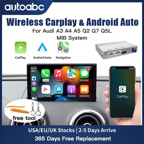 Wireless CarPlay Android Auto Interface for Audi A3 A4 A5 Q2 Q7 Q5L 8V AirPlay Mirror Link multi-med