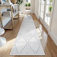 LIVEBOX Washable Hallway Runner Rug 2.5x12, Modern Geometric Non Slip Entryway Runner Rugs, Non Shed