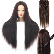 26 Inch Hairstyle Training Head Model, Beauty Salon Mannequin Head, Synthetic Straight Hair Training