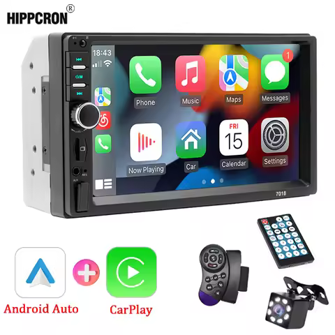Hippcron 7 Inches Car Radio 2 din Stereo Receiver Multimedia Audio Mp5 FM USB TF HD Player With Carp