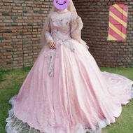 preloved gaun pengantin baby pink murah