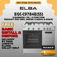 Elba 90cm Gas Cooker with Electric Oven EGC-C9784E(SS) | 70L Oven Capacity | 4 Function | Safety Val