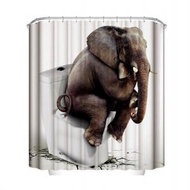 全城熱賣 - 浴室防水數碼印花浴簾(馬桶大象 180*200cm)