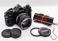 二手新中古:經典CANON A1+FD 50mm F1.4銀嘴版 大光圈 輕巧文青相機135底片機 9成新