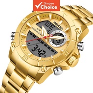 Yashidun Men's Chronograph Analog Digital Watch Gold Stainless Steel 3atm Waterproof