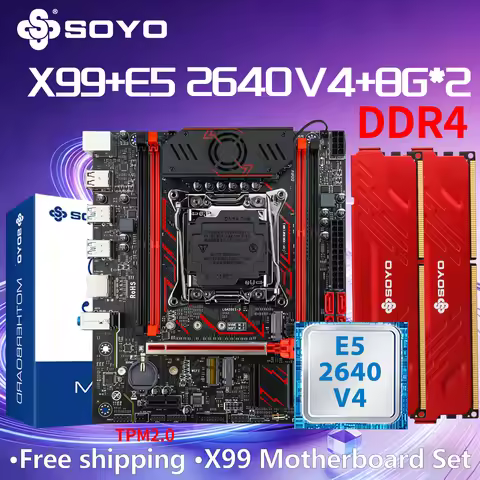 SOYO Gaming Motherboard X99 BSF C612 Intel Kit Xeon E5 2640 V4CPU DDR4 RAM 16GB=8G*2 2133MHZ LGA2011